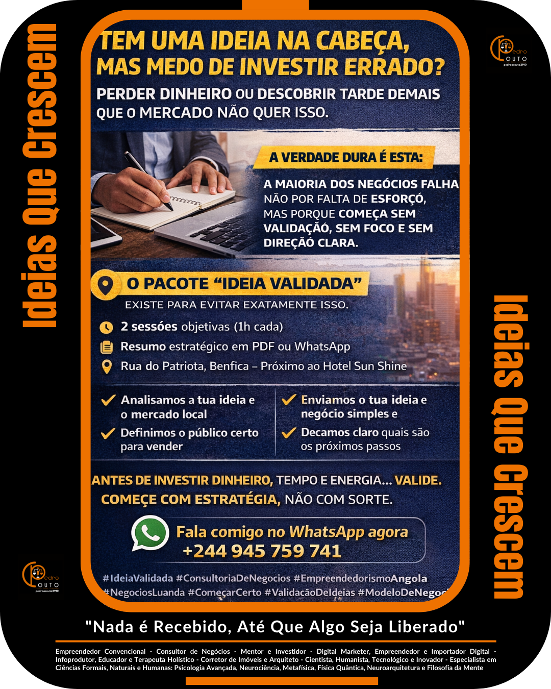 Consultoria de Negócios em Angola | Pacote Ideia Validada para Testar, Estruturar e Decidir Antes de Investir